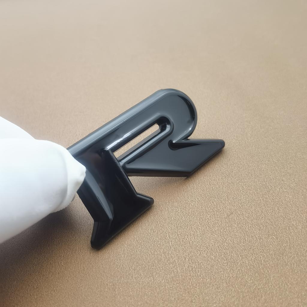 1pc 3D Zinc Alloy R Logo, Car Side Fender Rear Trunk Emblem Badge Sticker, Car Decoration Accessories