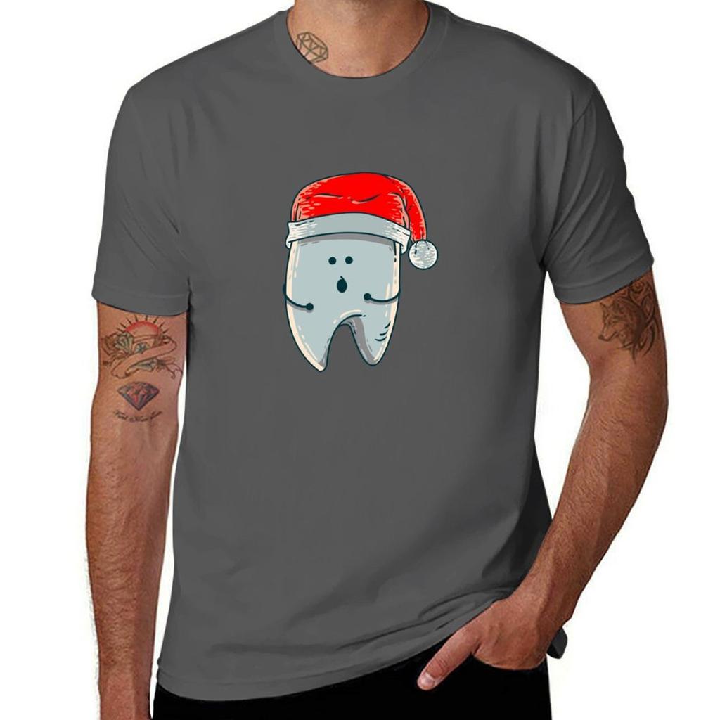 Funny Dentist Christmas Xmas Dental Hygienist Dentists Tooth Santa Tshirt Fitness Training Breathable Tee Tshirt