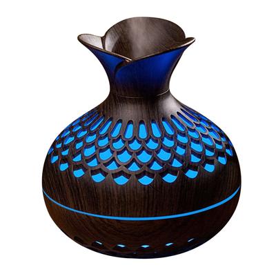 Nawilżacz w kształcie kwiatka 2 tryby mgiełki 300 ml USB Mini nawilżacz z imitacją drewna z 7 kolorowymi światłami dla