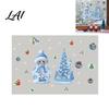 Waterproof PVC Window Film Blue Winter Girl Christmas Static Cling Cute Snow Maiden Xmas Tree Durable Pattern Glass Sticker Reusable Decal for Home