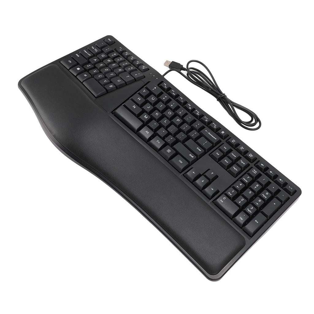 Ergonomic Split Keyboard with Palm Rest Quiet USB 2.0 Wired Keyboard for Laptop with 110 Keys 1.5m Cable Type