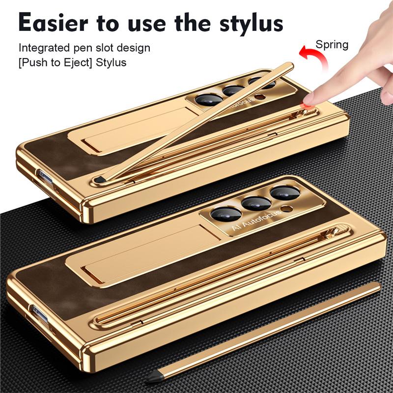Plating with Screen Protector Cover for Samsung Galaxy Z Fold 8 Ultra 7 6 5 4 Fold8 5G S Pen Slot Hinge Protection Case