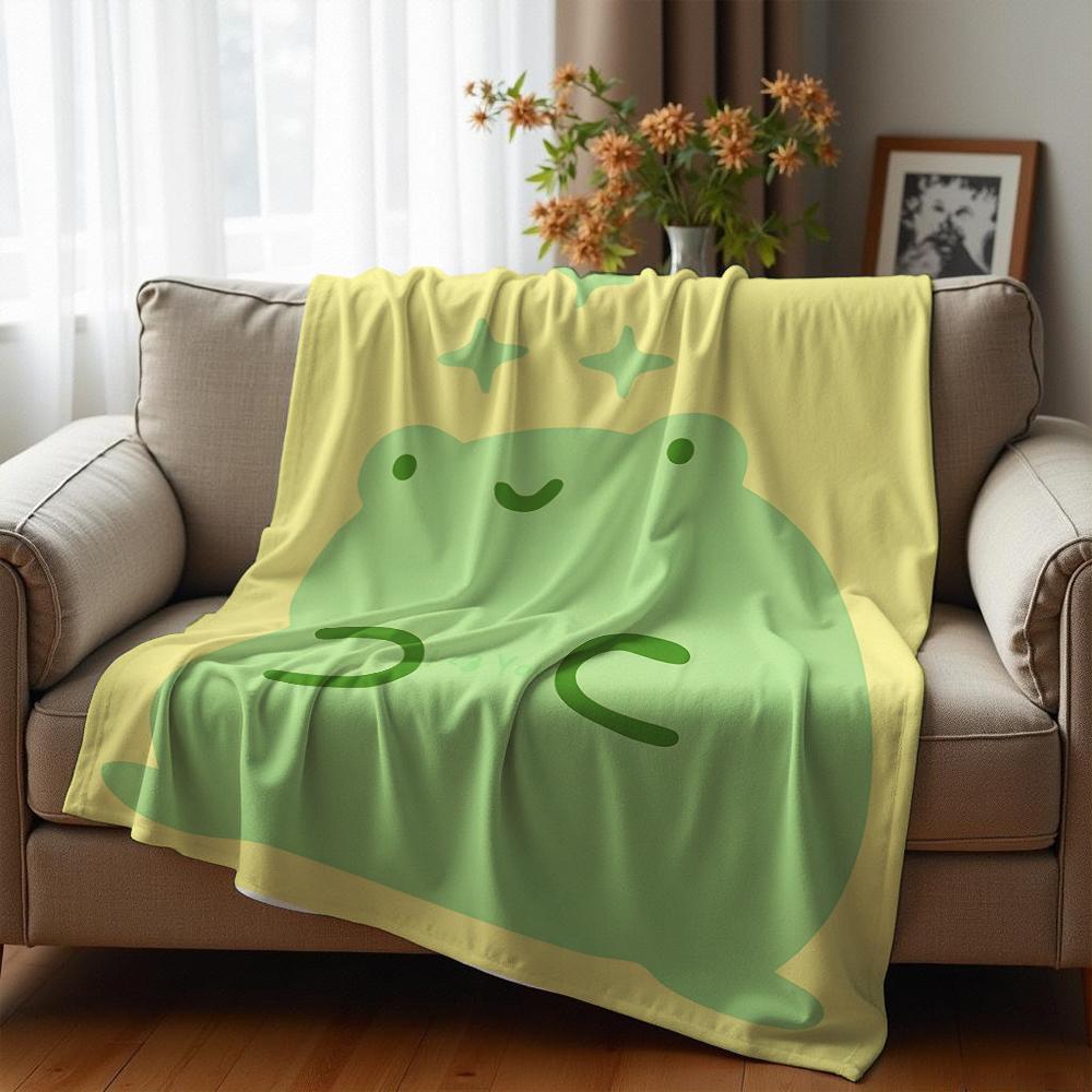 Pale Yellow Blue Polka Dot Soft Flannel Blanket Breathable Warm Throw for Office Car Sofa Kids Room Birthday Xmas Gift