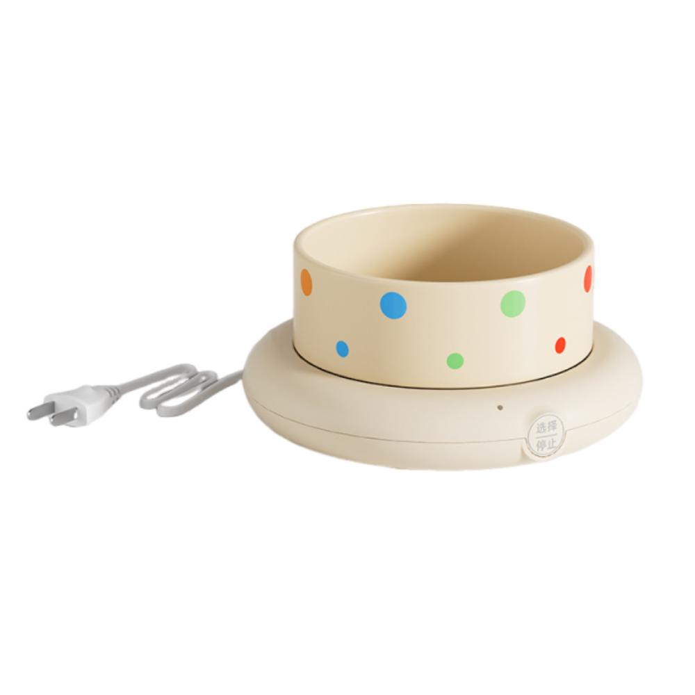 

Temperature Adjustable Pet Heated Water Bowl Ceramic Pet Drinking Dispenser Warm Stomach Beige 500ml
