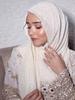 Muslim Rhinestone Hijab Scarf Gold Zipper Hijab Chiffon Plain Headwrap Long Shawl Headscarf Islamic Foulard