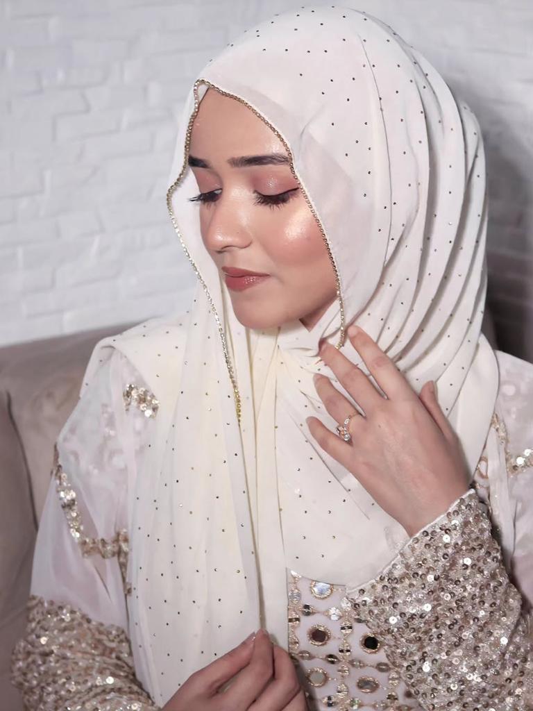 Muslim Rhinestone Hijab Scarf Gold Zipper Hijab Chiffon Plain Headwrap Long Shawl Headscarf Islamic Foulard