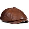 Men's Octagonal Genuine Leather Winter Warm Duckbill Hat
