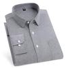 Men's Shirt Long Sleeve 100% Pure Cotton Oxford Dress Shirts Striped Regular Fit Casual Soft Male Blouse Clothing 11XL 10XL 9XL