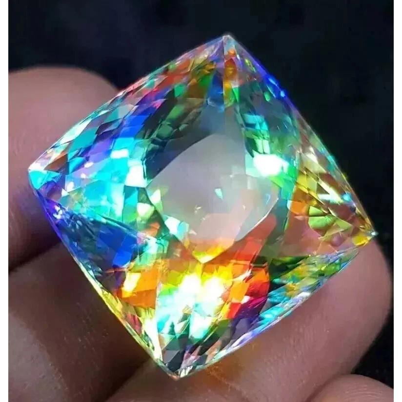 Natural Mystic Topaz Rainbow Color Cushion Cut 70+ Ct Stunning Loose Gemstone