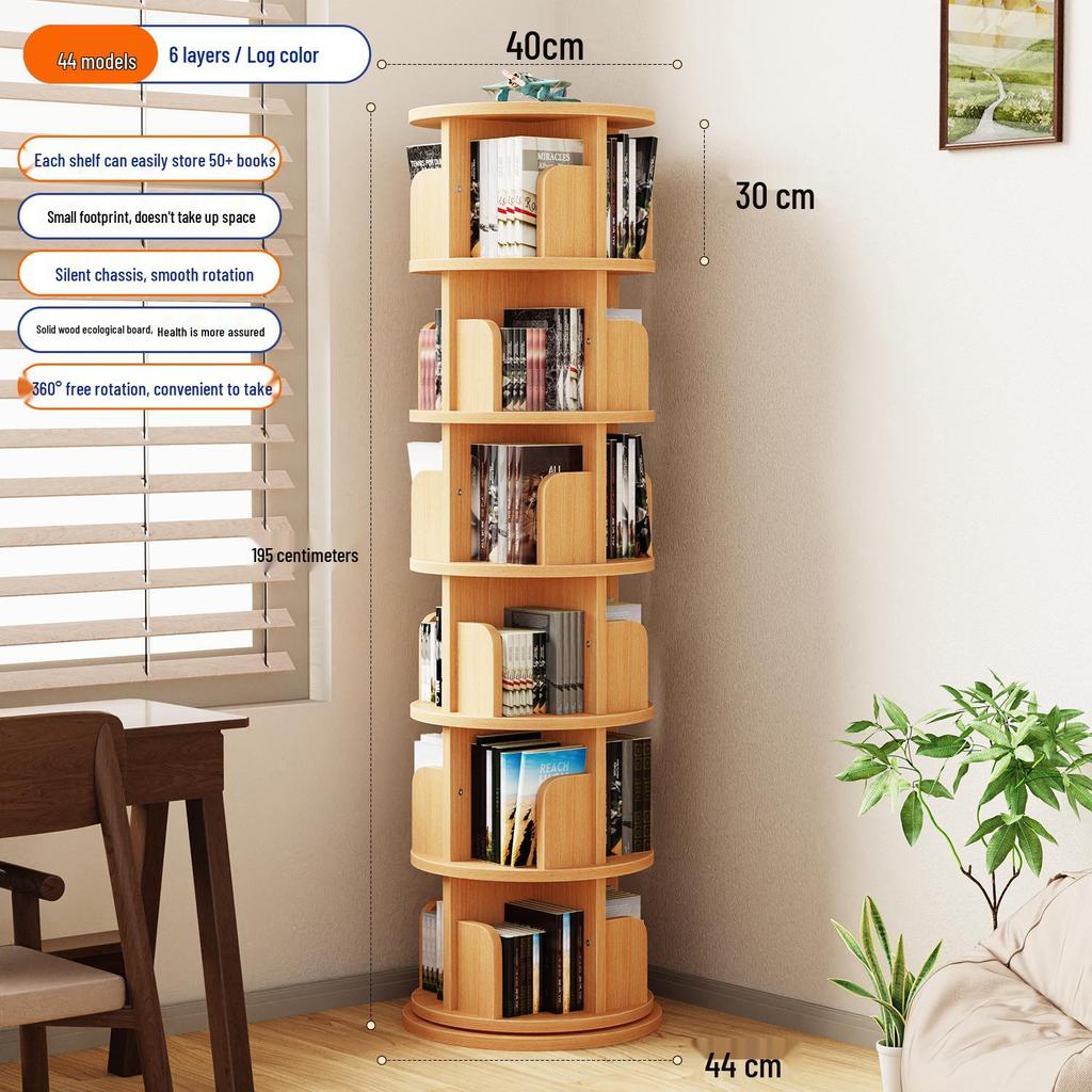 Solid Wood Rotating Bookshelf and Toy Storage for Kids