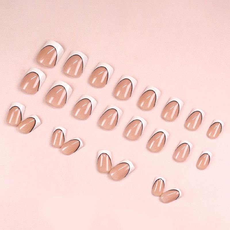 Elegant Light Pink Crescent Edge Nail Art – Simple High-End European & American Style Fake Nails