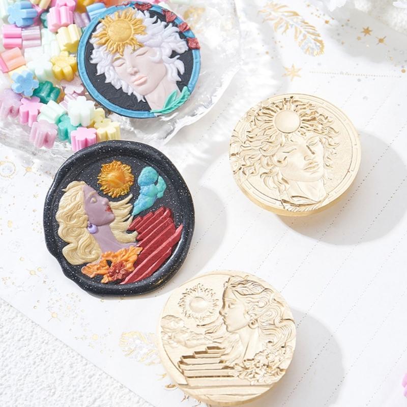 3D Embossed Wax Seal Stamp Head Metal Wax Stamp Head for Valentines Card Birthday Card Invitations Envelope