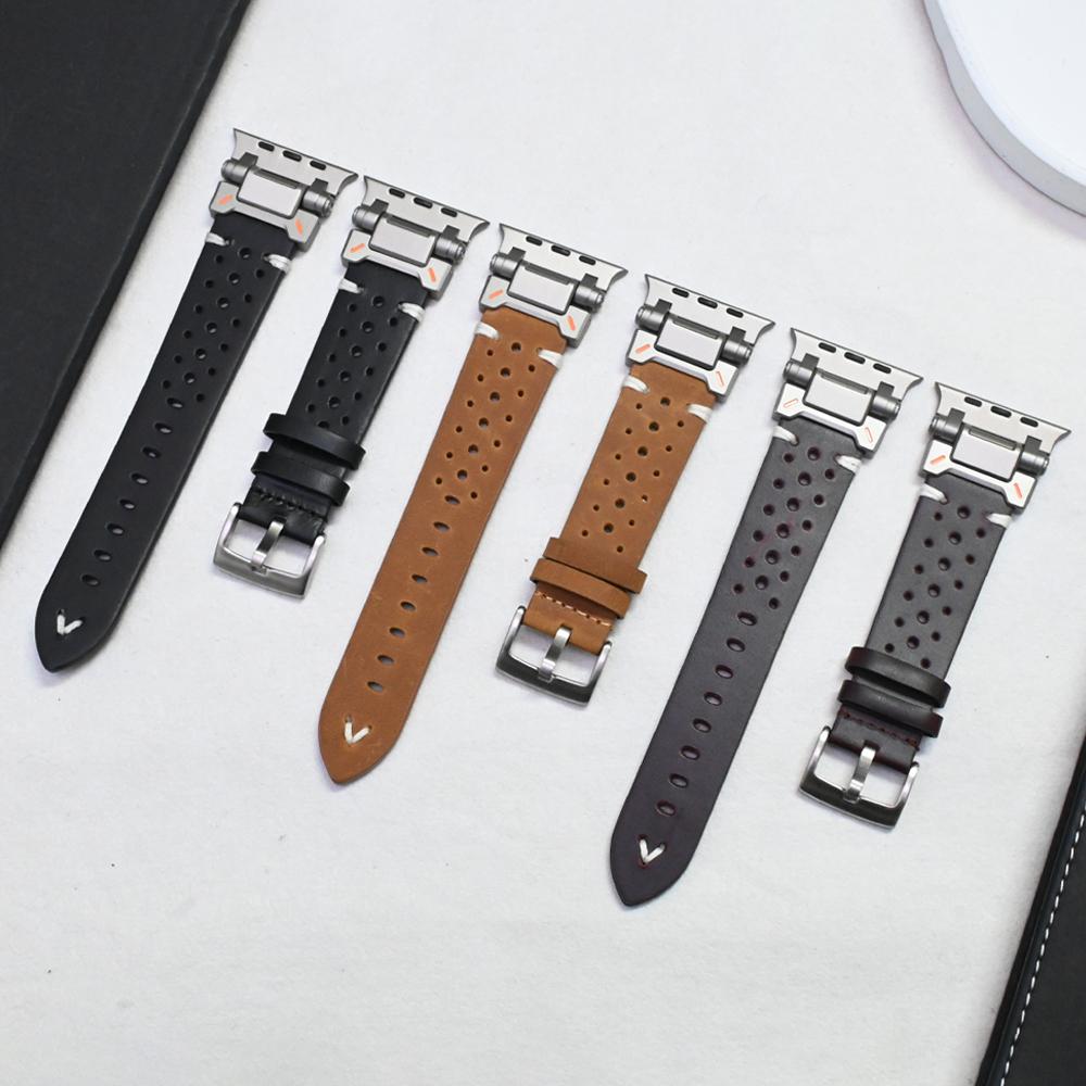 Luxury Leather Band for Apple Watch Ultra 3 49mm 11 46mm Bracelet for iWatch ultra 2 49MM Series 9 8 7 se 6 45mm 44mm Watchband