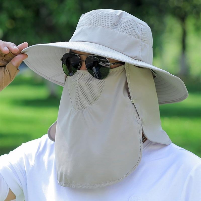 Big-brimmed sun hat men's trend summer sun protection outdoor breathable fishing cool hat bucket hat women's face hat