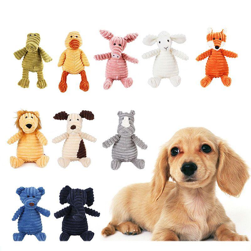 Corduroy Dog Toys For Small Large Dogs Animal Shape Plush Pet Squeaky Puppy