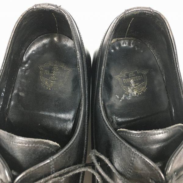 70s 1977? Vintage FLORSHEIM Plain Toe Business Shoes Black Size 10D 27.5-28.0 Men's(USED)