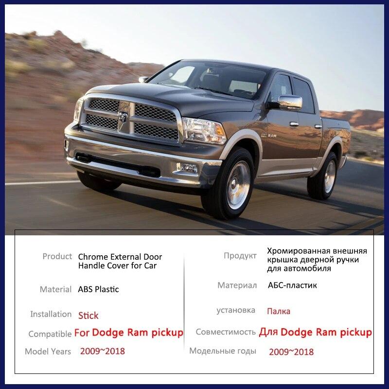for Dodge Ram Pickup 1500 2500 3500 4000 2009~2018 Chrome Smart Door Handle Cover Car Exterior Styling Accessorie Stickers Trim