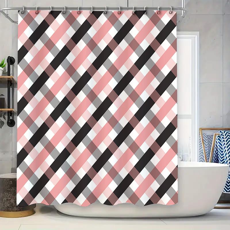 

Orange Blue Striped Shower Curtain Waterproof Bath Rug Decorative Hanging Bathroom Fabric Shower Panel for Home Hotel 90x180cm