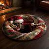 Christmas Tree Skirt Round Area Rug, 3D Optical Illusion Carpet, Stain & Wear Durable Household Carpet Resistant Throw Rug for Living Room Sofa
