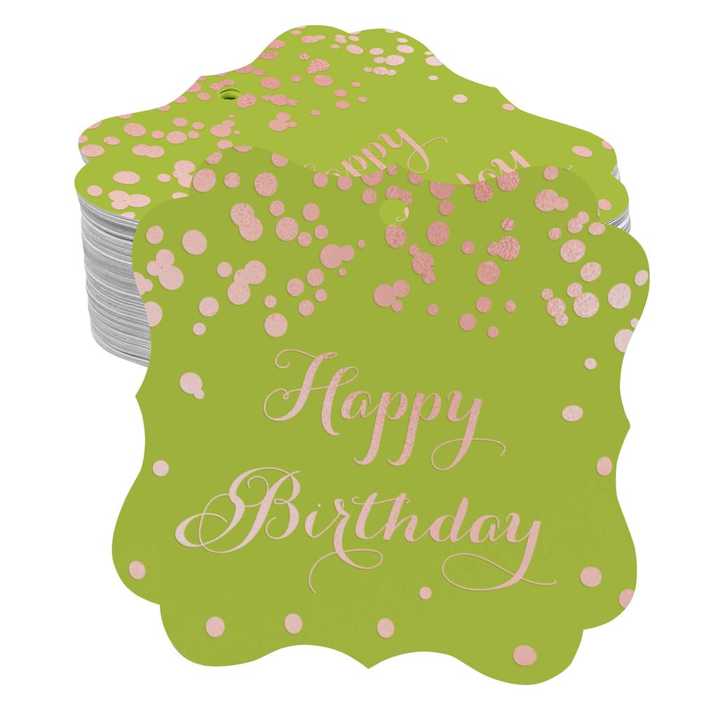 Inkdotpot Real Gold Foil Bracket Shape Paper Hang Tags Happy Birthday Favor Tags Pack Of