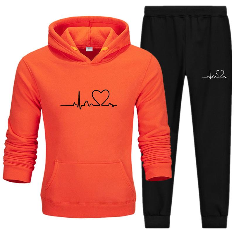 Men's Casual Sports Hoodie Set 2024 with Heart Rate Print