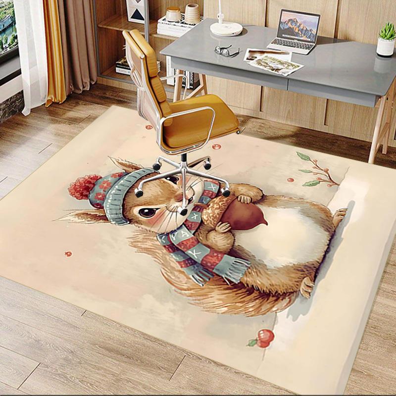 1PC squirrel winter Extra Large Non Slip Floor carpet, Office, family, bedroom, Studio   Large Area Rug Indoor Rugs, , Vibrant Colors