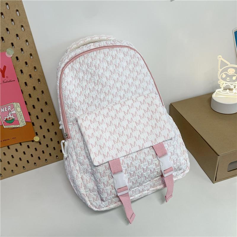 Junior high school student backpack new nylon letter student schoolbag large capacity simple backpack female