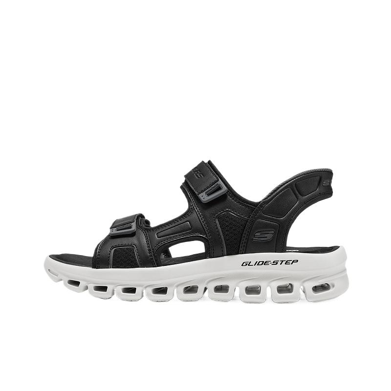 Skechers Go Run Open Toe Black Flat Sandals Men Sandals 233383-BKW 39.5