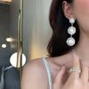 2023 Vintage Pearl Drop Earring For Women Ancient Sliver Color Long Pendant Dangle Earring Statement Ear Zircon Exquisite Gift