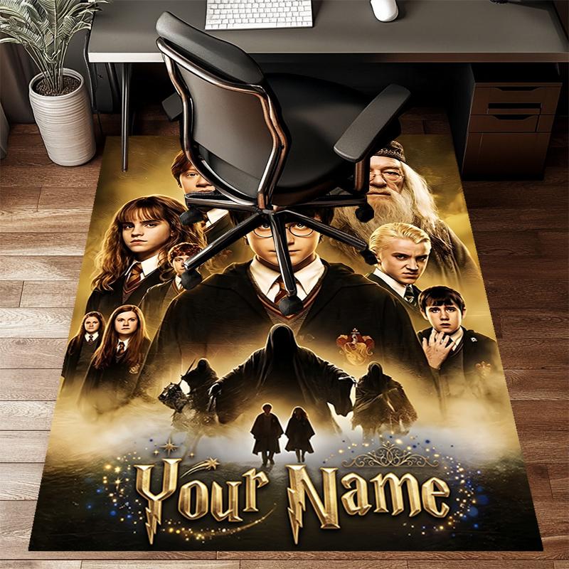 Hogwarts Design Area Rug Personalized Name- Non-Slip, Soft & Cozy Floor Mat for Living Room, Office - Indoor/Outdoor Carpet