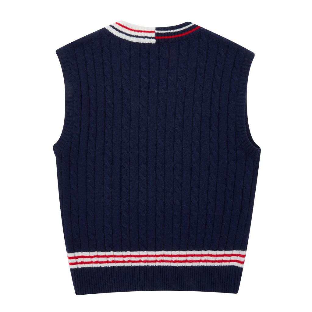 Martine Golf Cable V-Neck Knit Vest_Navy (Men)