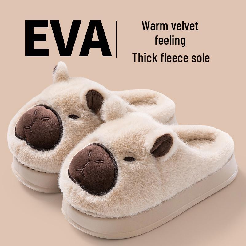 Kids' Cartoon Cotton Slippers – Cozy, Fleece-Lined, Thick Sole Fur Slippers for Boys. Perfect for Autumn & Winter Indoor Comfort.