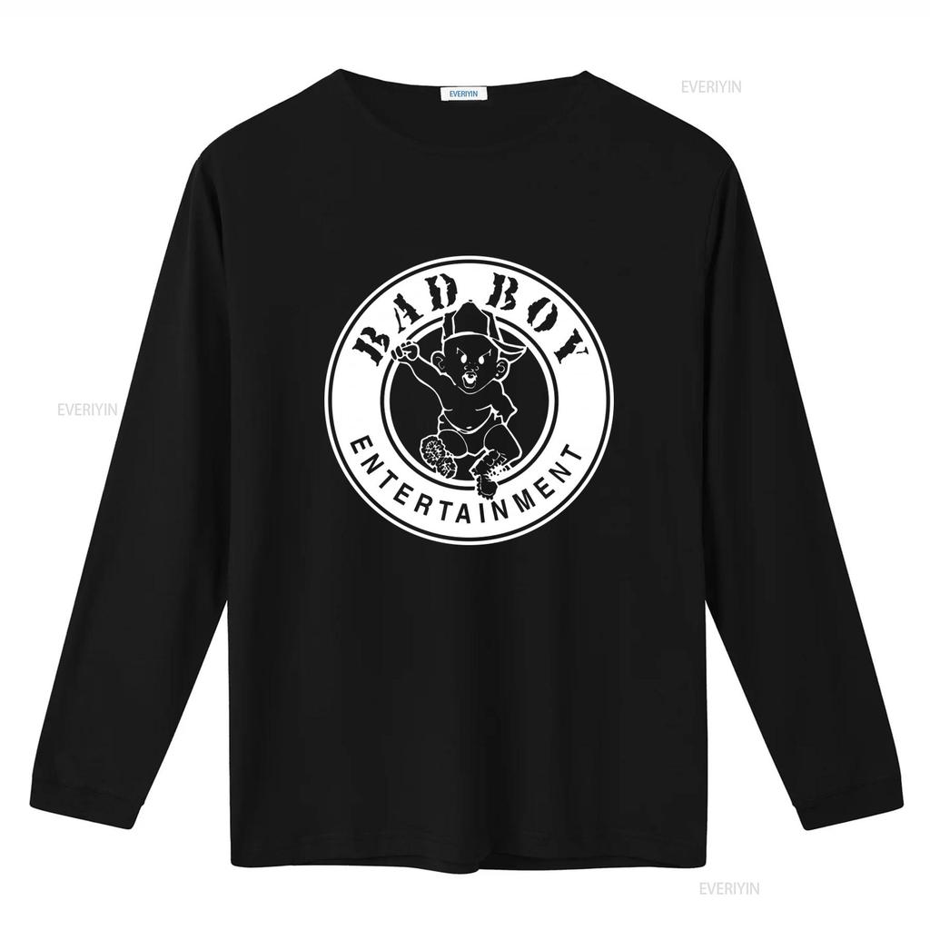 Bad Boy Entertainment Logo T Shirt Bold Black and White Design for Trendy Streetwear Vintage Washed Breathable Soft