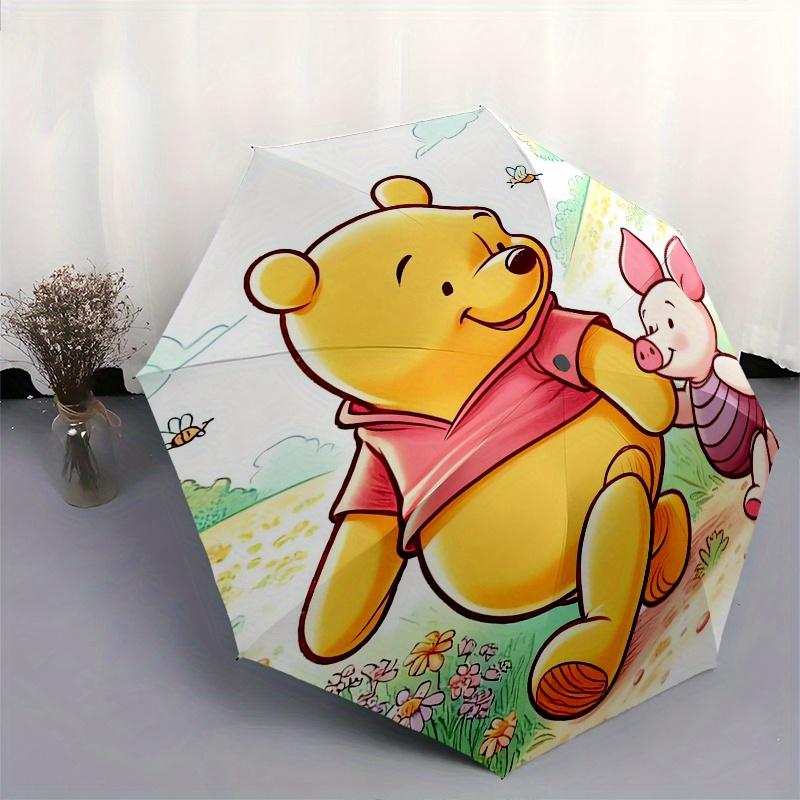Winnie and Piglet Durable Cartoon Folding Umbrella, Portable 3-Fold Compact Umbrella for Men and Women, Suitable for Travel or Daily Use.U09