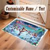 Winter Theme Soft Crystal Velvet Rug Custom Name & Text Print Non Slip Floor Rug for Bedroom Living Room