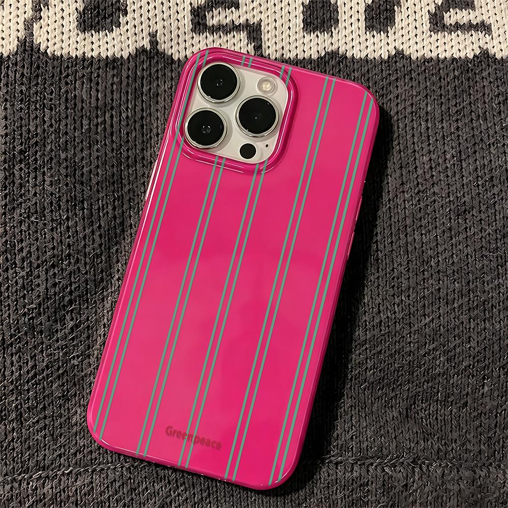 Green Stripe Greenpeace Ins Style Silicone Case For Iphone 14 13 12 17 16 Plus 15 11 Pro Max Trendy Aesthetic Back Cover