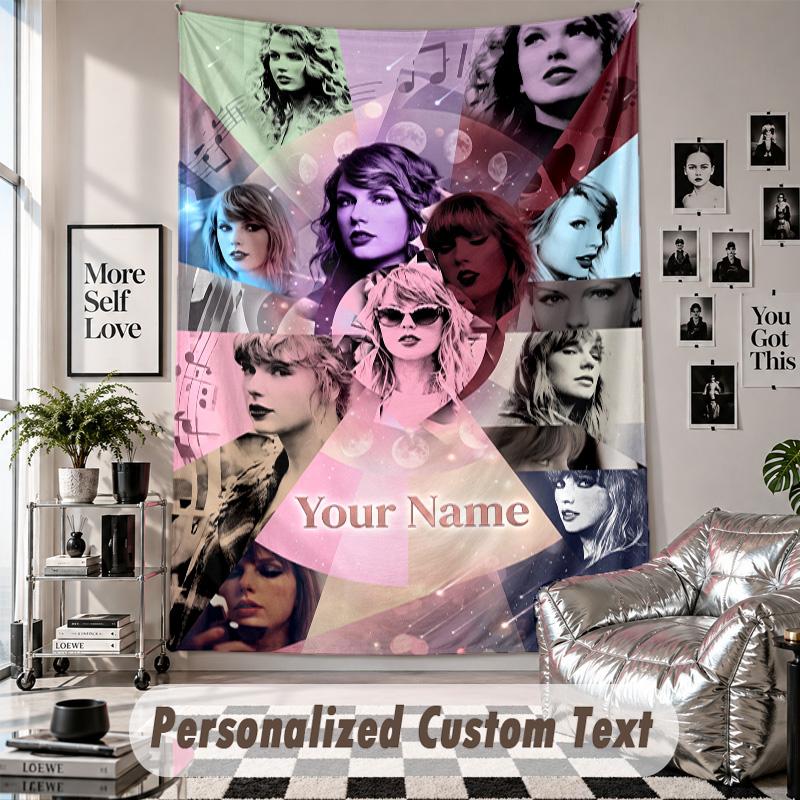 Wall Hanging Tapestry With Custom Name & Text, Taylor Swift Decorative Tapestry For Bedroom