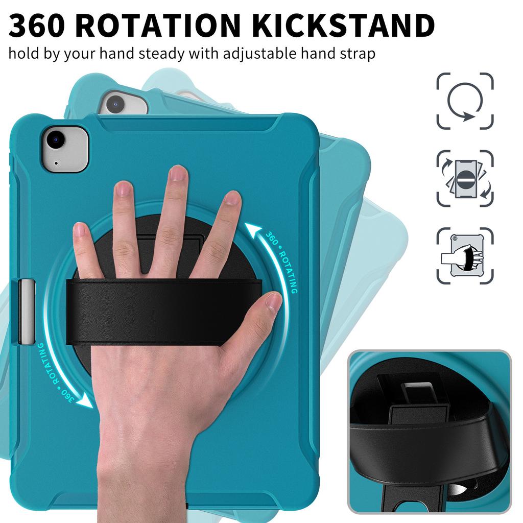 Case For iPad Pro 11 13 M4 M2 Rugged Heavy Duty Shockproof Cover iPad 12.9 Air 3 4 5 6th 10.9 Funda Kickstand Handle Shells