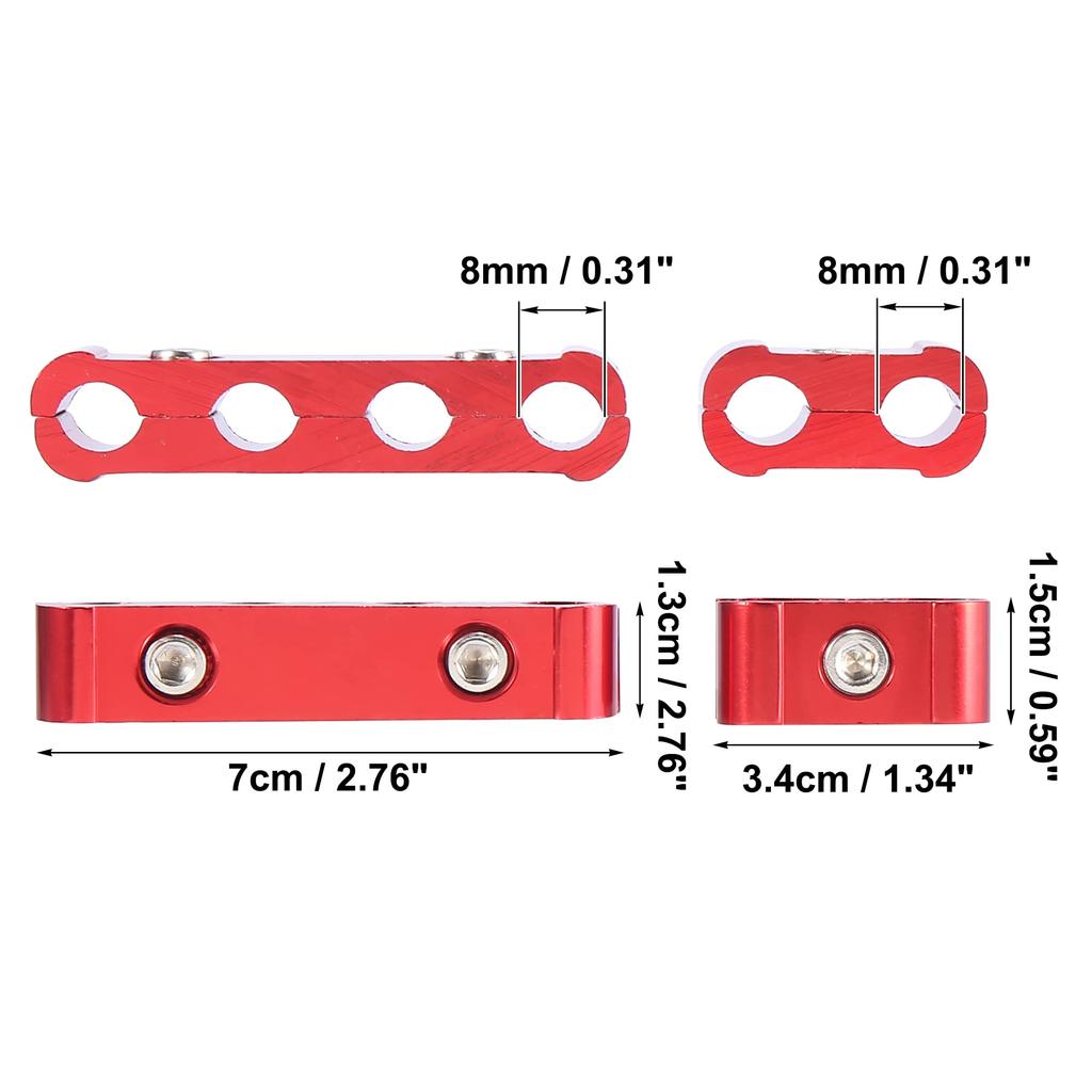 X AUTOHAUX Engine Spark Plug Wire Separator Loom Divider Organizer Clamp Aluminum Alloy 28mm 2 Sets Red