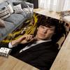 Sherlock Holmes Flannel Printed Carpet, Home Sofa Decoration for Living Room & Bedroom, Non‑Slip Play Flannel Floor Mat for Game Room