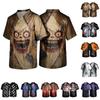 Men's Halloween Print V Neck Scrub Top Short Sleeve Medical Work Shirt with Pocket Lightweight Comfortable Fit for Healthcare Professionals