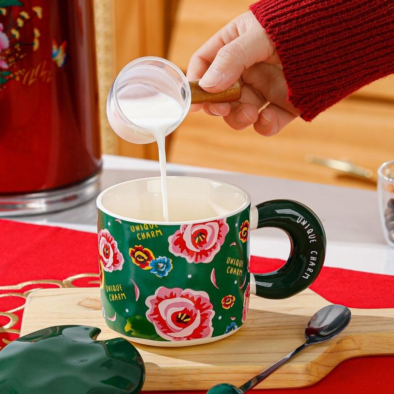 Creative Personalized Mug Souvenirs Northeast Large Flower Ceramic Cup Gifts Household Coffee Cup Couple Water Cup National Trend