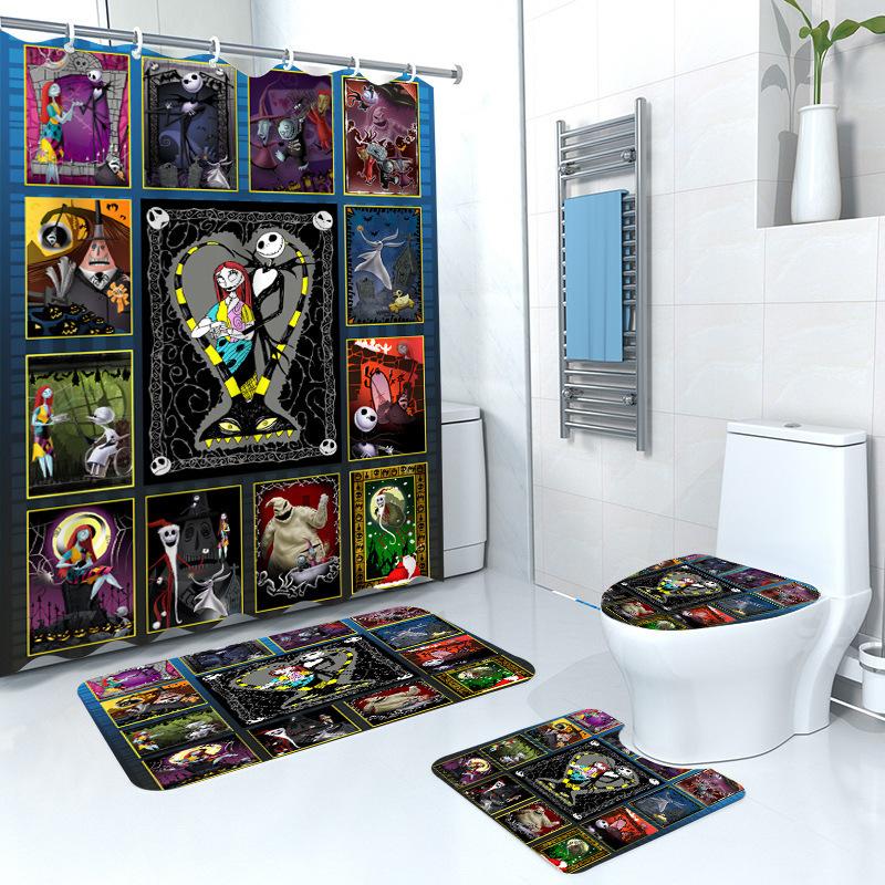 Halloween Zombie Bride Shower Curtain, Printed Bathroom Four-Piece Floor Mat Three-Piece Set, Large Quantity And Excellent Price