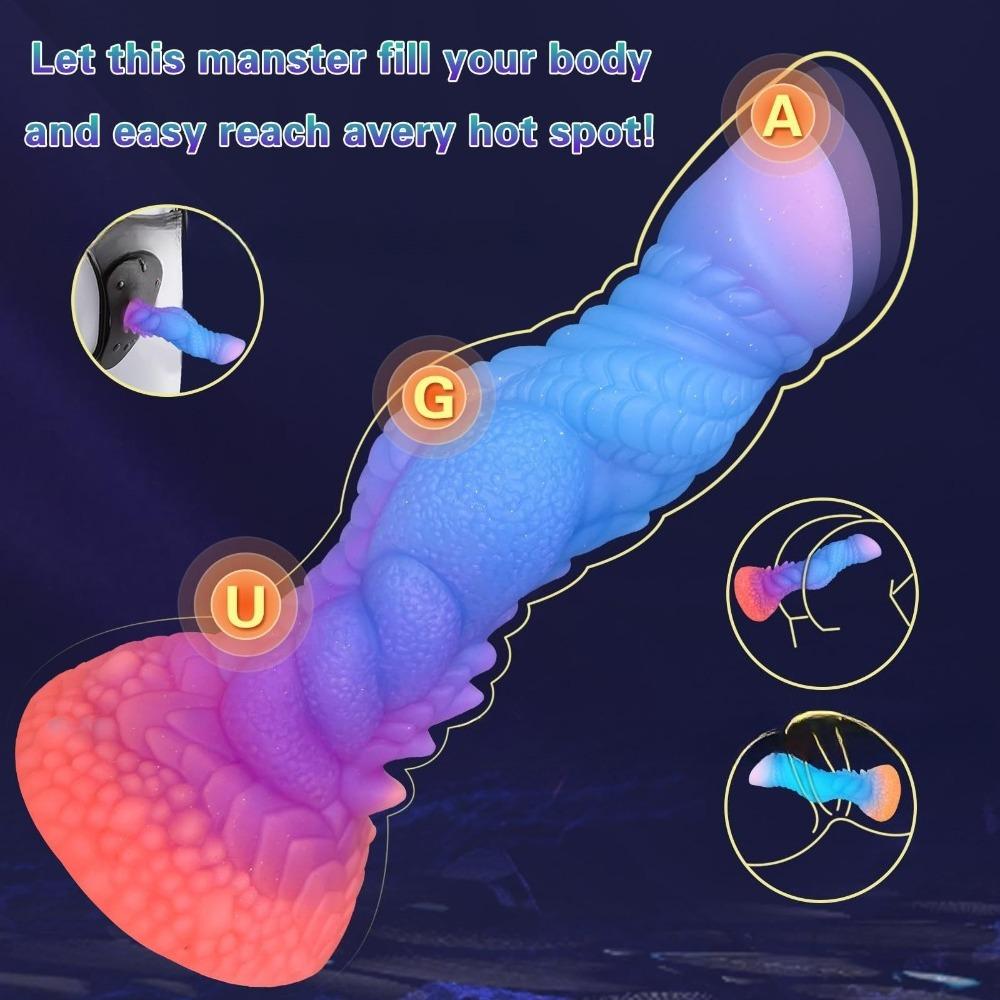 Liquid Silicone Dragon Scale Luminous Dildo Unisex Anal Plug SM Adult Toy