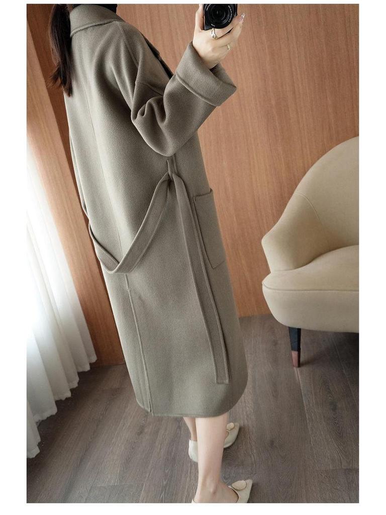 Women's Plus Size Double-Sided Wool Overcoat, Long Loose Fit (Autumn/Winter 2025)