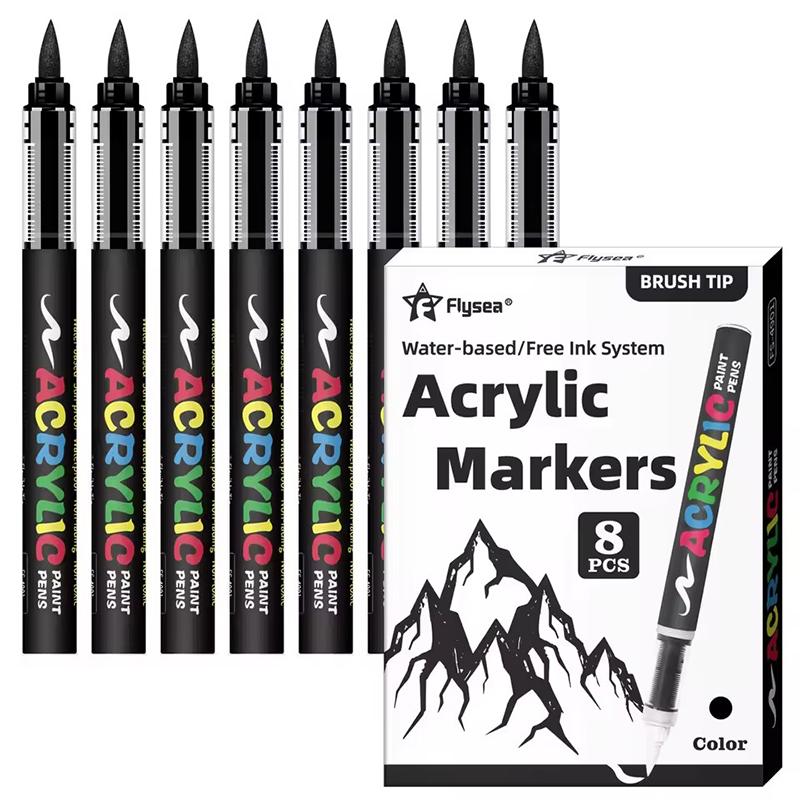 

Black And White Acrylic Paint Marker, 8Pcs Large Ink Capacity Marker, Ideal For Illustration Sketching/Wood/Rock Painting/Glass Set