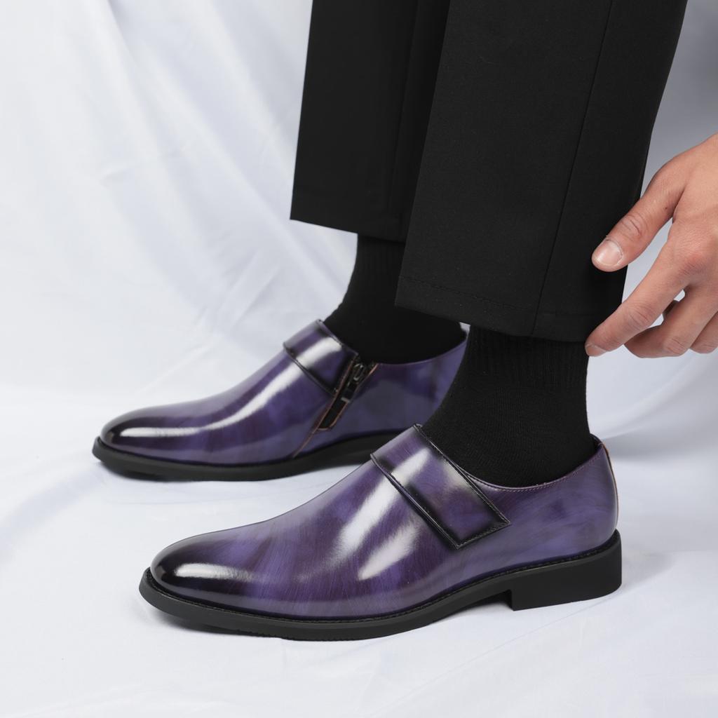 New Purple Formal Shoes for Man Pointed-Toe Men's Dress Shoes Comfortable Slip-On Social Shoes Male Zapatos De Vestir Hombre