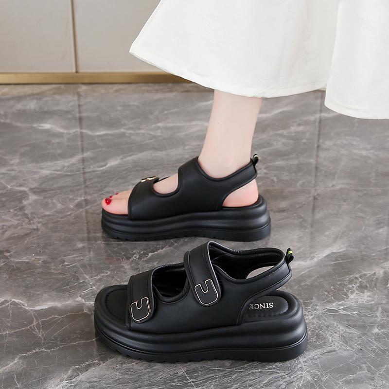 Fashion 2025 Summer Wedge Sandals for Women New Fashion Anti-Slip Beach Shoes for Women Lightweight Casual Thick-Soled Plus Size Sand Fo