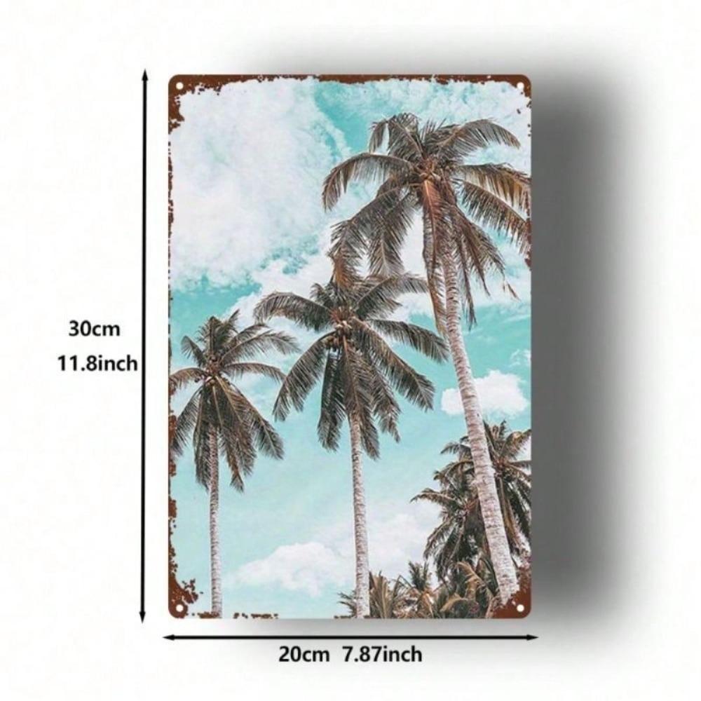 Vintage Tropical Palm Metal Sign Retro Home Garden Decor
