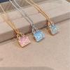 Full Diamond H Letter Bag Necklace Female Real Gold Electroplating High Version Light Luxury Simple Versatile Collarbone Chain Exquisite